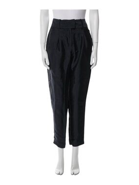 Maje Navy Satin High Waisted Ankle Pants EU 38 US 6 Orig $295 Quiet Luxury